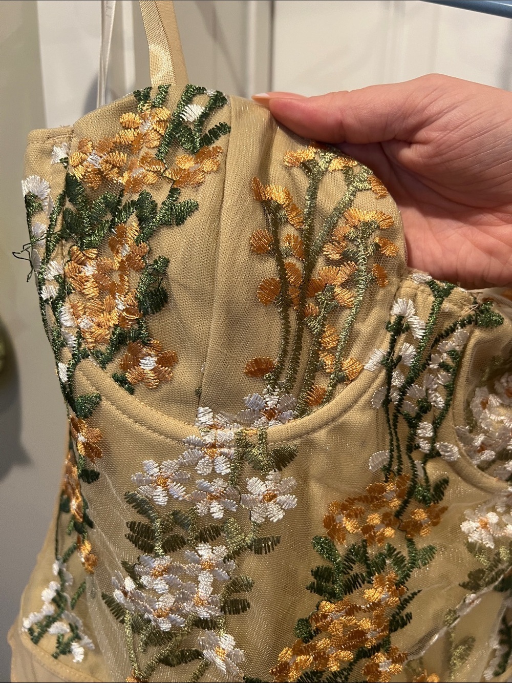 Lulu's Beige Floral Embroidered Bustier Bodysuit - Picture 8 of 8